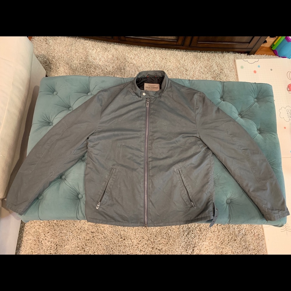 Men’s Guess Nylon Motorcycle Jacket - Grey